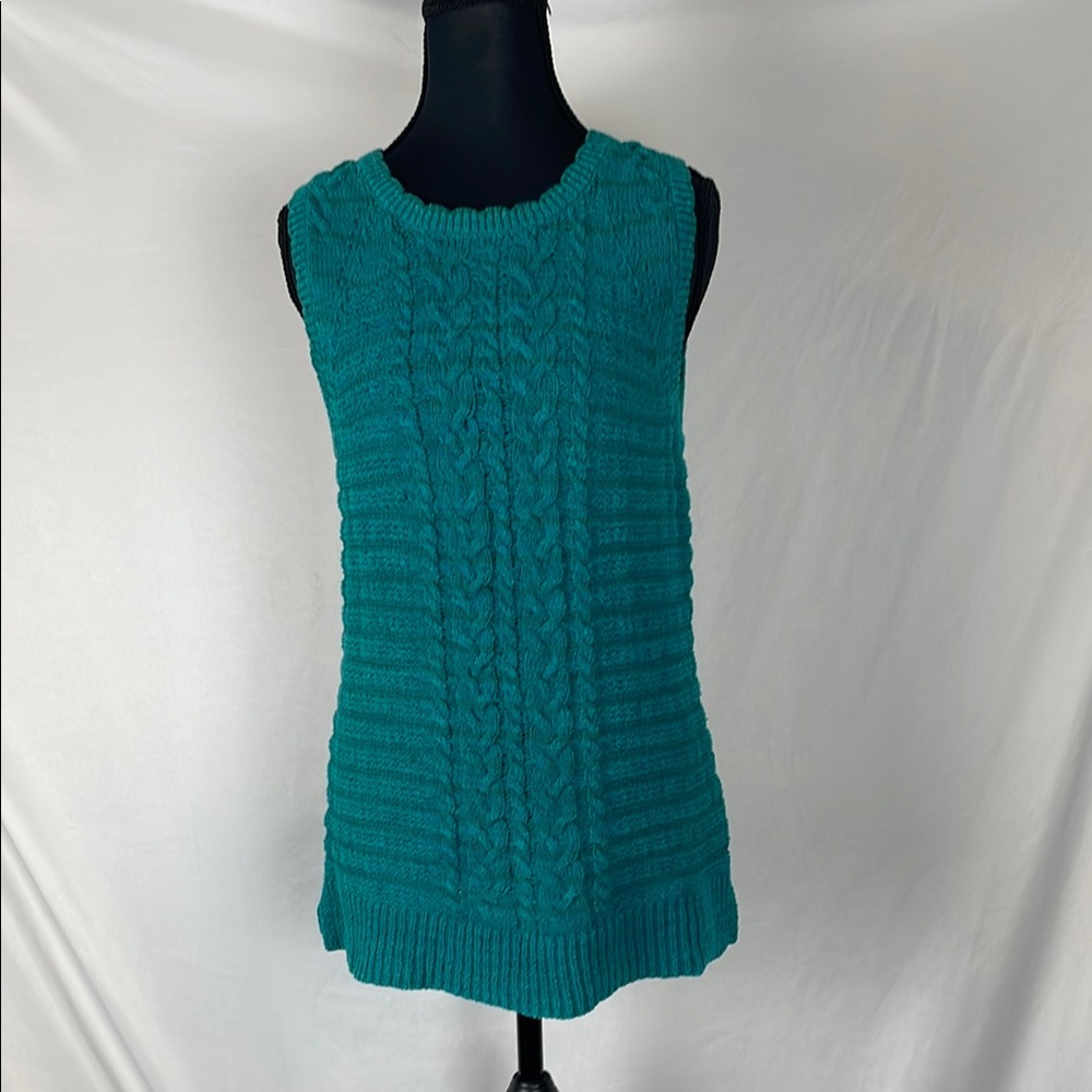 Teal Cable Knit Sleeveless Sweater Tank